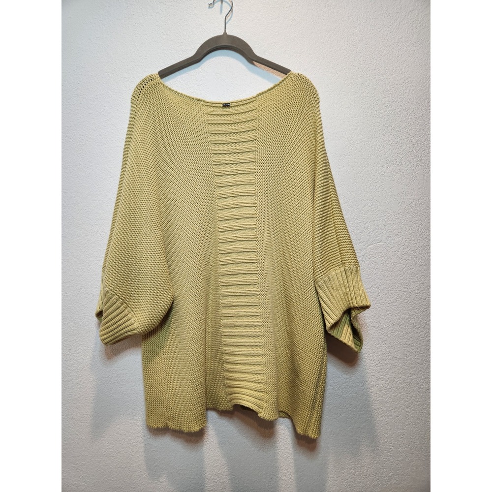 St. John Yellow Knit Dolman Sleeve Sweater Boat Neck Oversized Garter‎ Stitch